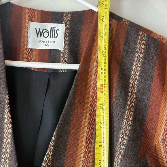 Wallis vintage one button retro western boho chic striped blazer women’s size 10 - Picture 11 of 11